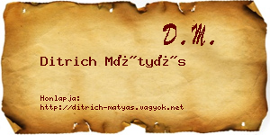 Ditrich Mátyás névjegykártya